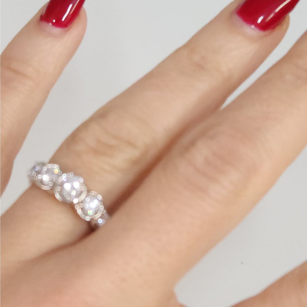 14k White Gold Diamond Five Stone Ring Size 6 - Picture 9 of 9